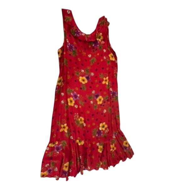 "ROMEO ROMEO" Vintage Y2K Babydoll Red Floral Midi Dress SZ L RUNS SMALL Summer - Picture 8 of 8